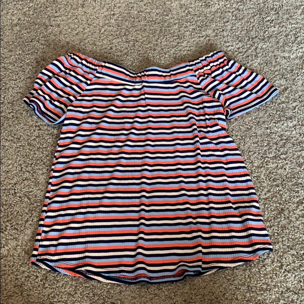 Striped off the shoulder top